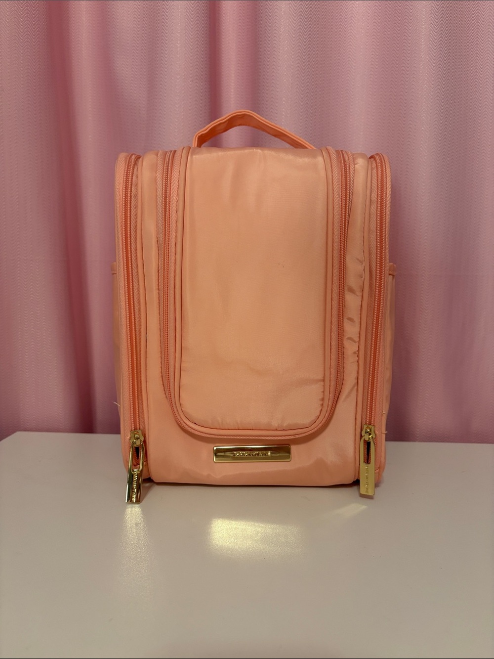 Pink Tartan and Twine Hanging Travel Toiletry Organizer